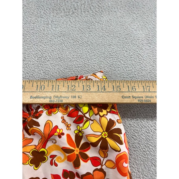 Pacsun Swim Trunks Mens Medium 60's Orange Floral 7" Inseam Shorts Retro - Picture 6 of 12